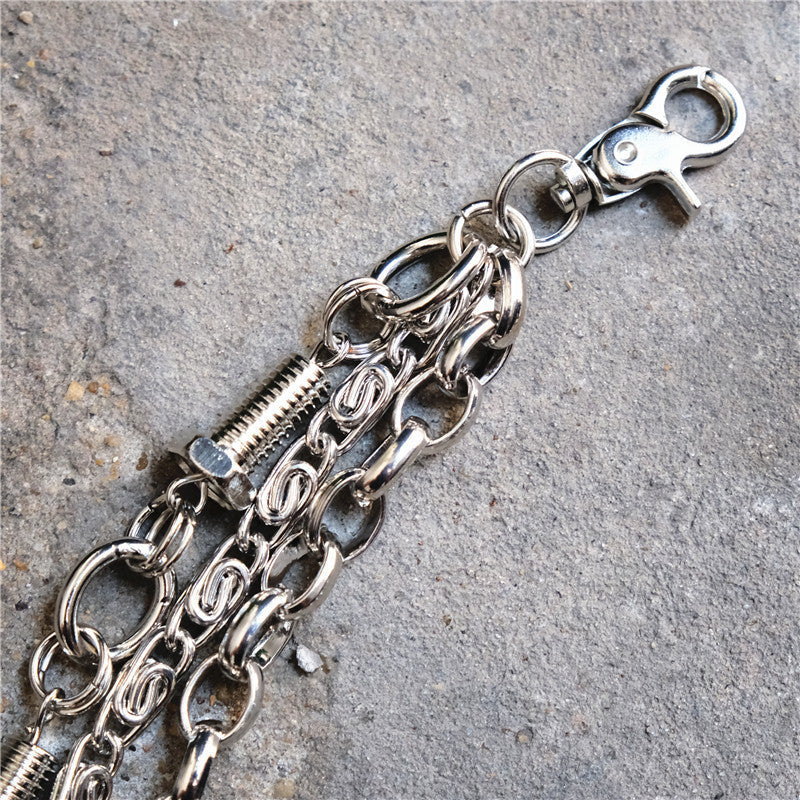 Badass Men's Silver Triple screw bolt Pants Chain Wallet Chain For Men