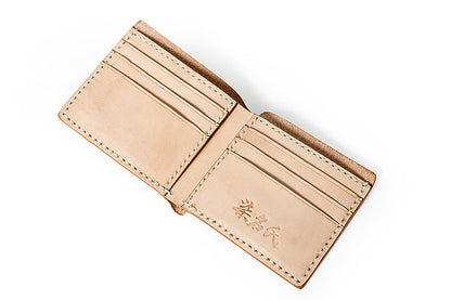 Handmade Beige Leather Mens billfold Wallet Bifold Front Pocket Small Wallet For Men