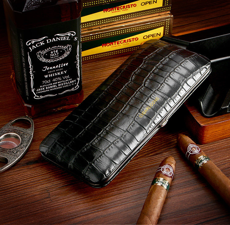 Best Leather&Cedar Mens 5pcs Cigar Cases Alligator Pattern Leather Cigar Cases for Men