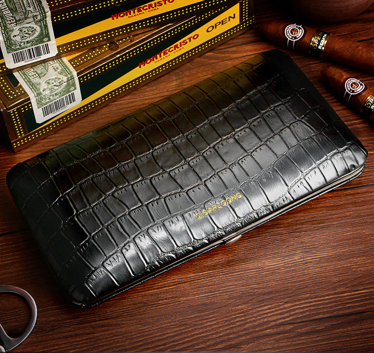 Best Leather&Cedar Mens 5pcs Cigar Cases Alligator Pattern Leather Cigar Cases for Men