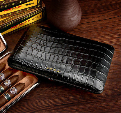 Best Leather&Cedar Mens 5pcs Cigar Cases Alligator Pattern Leather Cigar Cases for Men