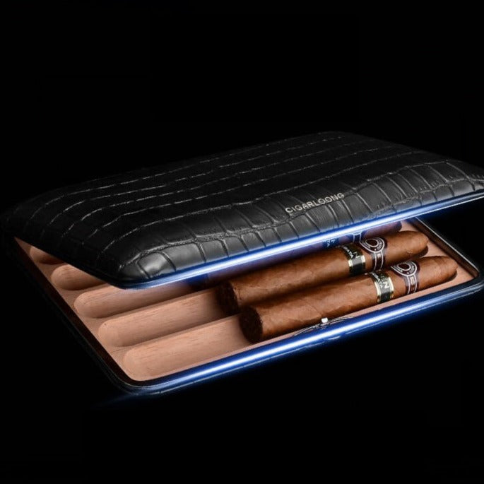 Best Leather&Cedar Mens 5pcs Cigar Cases Alligator Pattern Leather Cigar Cases for Men