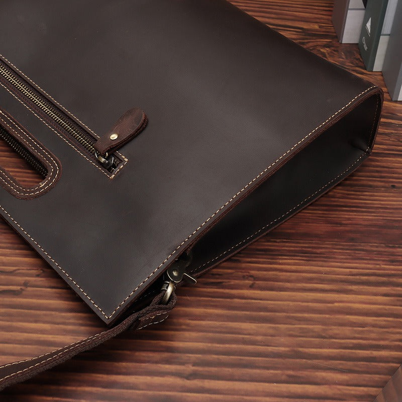 Black Coffee Leather Mens Messenger Bag Handbag Briefcase Side Bag For Men