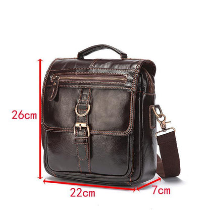 Black Leather Mens Small Vertical Messenger Bag Vertical Black Side Bags Small Handbag For Men