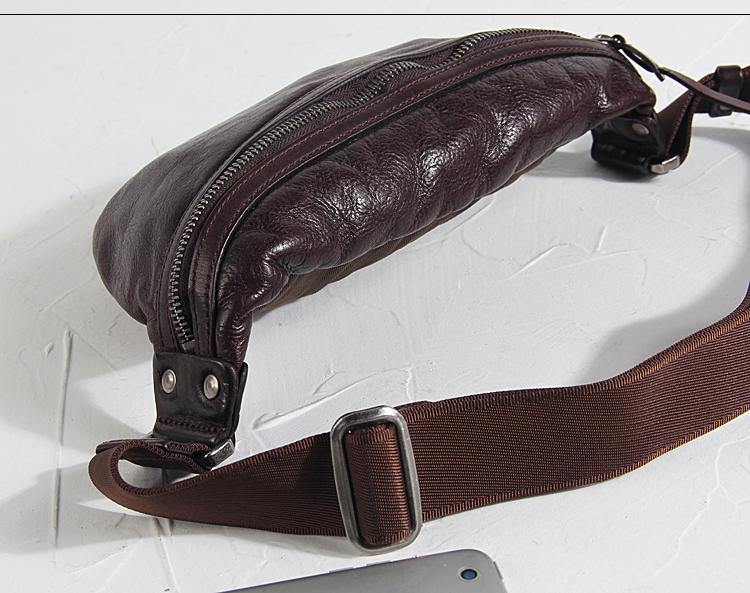 Black Cool Leather Men Small Fanny Pack Waist Bag Hip Pack Tan Belt Bag Bumbag for Men