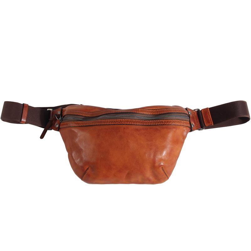 Black Cool Leather Men Small Fanny Pack Waist Bag Hip Pack Tan Belt Bag Bumbag for Men