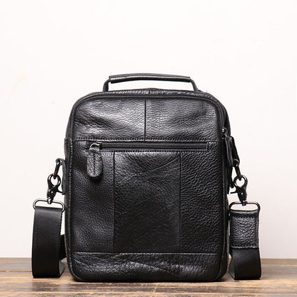 Black LEATHER MEN'S Small Side bag Vertical iPad Bag MESSENGER BAG Shoulder Bag FOR MEN