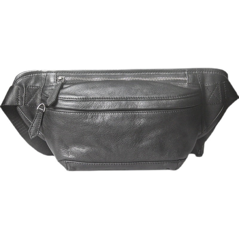 Black Leather Fanny Pack Men's Black Chest Bag Hip Pack Waist Bag For Men