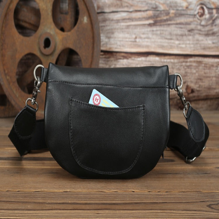 Black Leather Fanny Pack Small Men's Chest Bag Black Hip Pack Waist Bag For Men