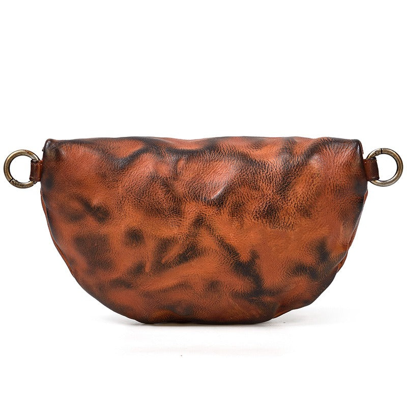 Brown Leather Fanny Pack Small Men's Vintage Chest Bag Hip Pack Waist Bag For Men