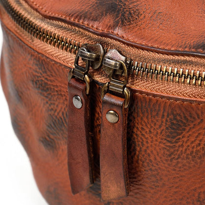 Brown Leather Fanny Pack Small Men's Vintage Chest Bag Hip Pack Waist Bag For Men