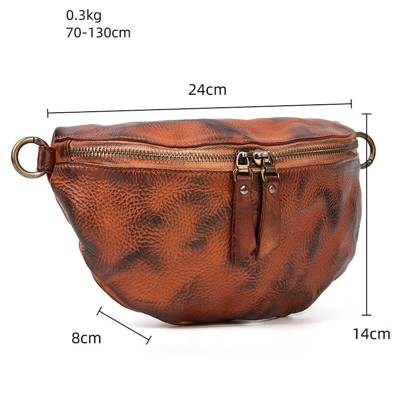 Leather Fanny Pack Small Men's Vintage Chest Bag Hip Pack Waist Bag For Men