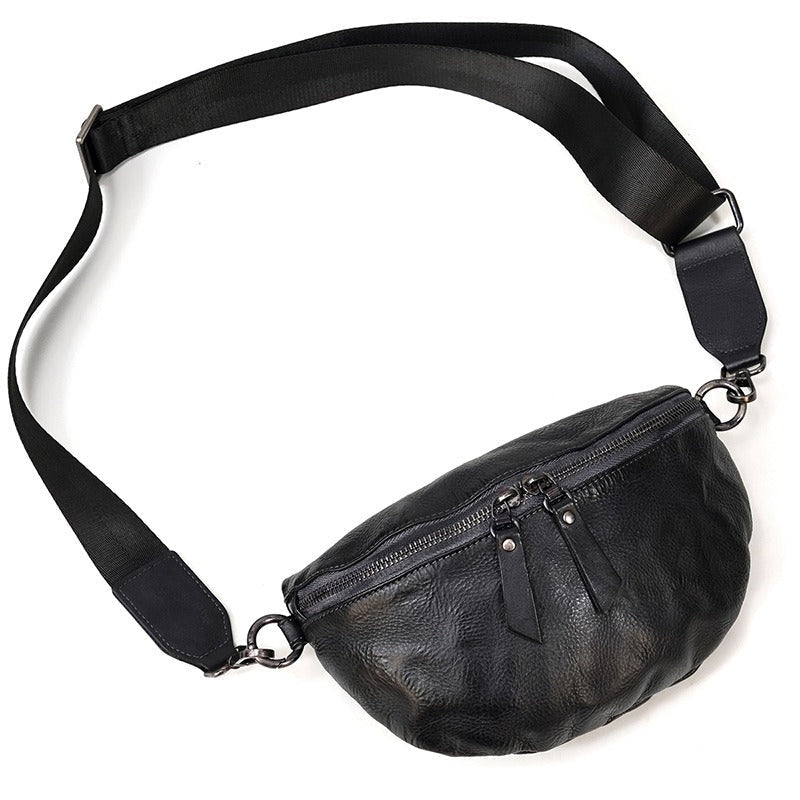 Leather Fanny Pack Small Men's Vintage Chest Bag Hip Pack Waist Bag For Men