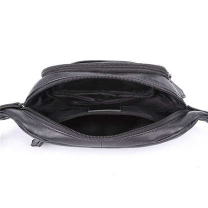 Black Leather Mens Fanny Pack Hip Packs Sling Bag Sling Pack Waist Bags for Men