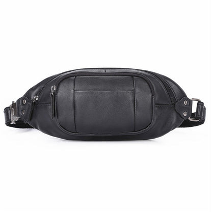 Black Leather Mens Fanny Pack Hip Packs Sling Bag Sling Pack Waist Bags for Men