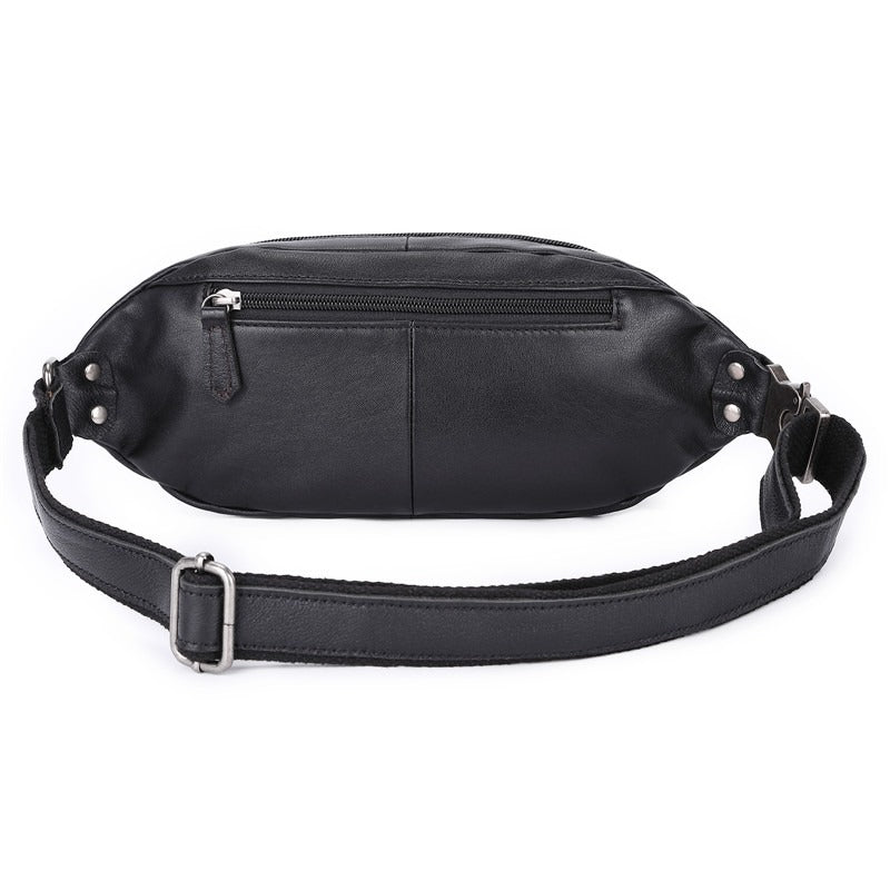 Black Leather Mens Fanny Pack Hip Packs Sling Bag Sling Pack Waist Bags for Men