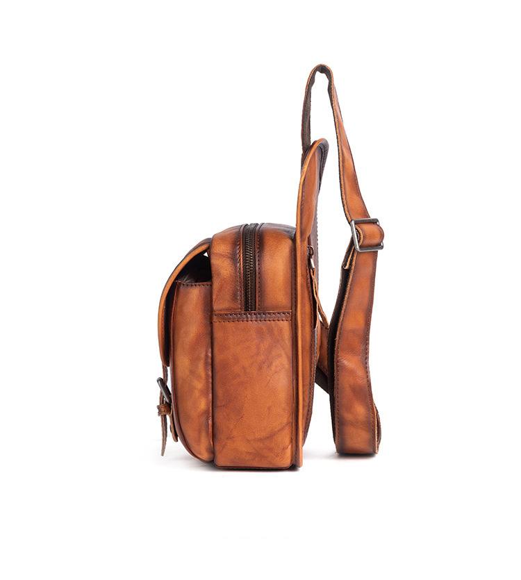 Leather Sling Bag Chest Bag Sling Crossbody Bag Sling Tan Travel Bags Sling Hiking Bag For Men