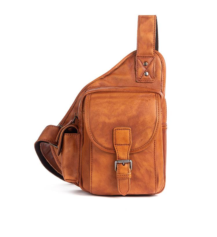 Leather Sling Bag Chest Bag Sling Crossbody Bag Sling Tan Travel Bags Sling Hiking Bag For Men