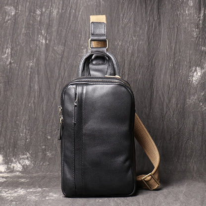 Black Leather Sling Pack Black Leather Sling Bag Cool Sling Crossbody Packs For Men