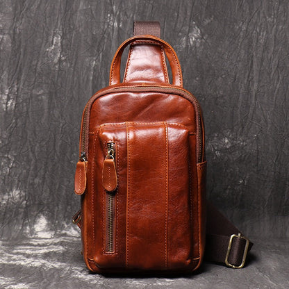 Brown Leather Sling Packs Sling Bag Chest Bags Leather Sling Crossbody Pack Travel Bags For Men