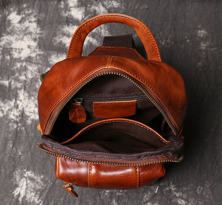 Brown Leather Sling Packs Sling Bag Chest Bags Leather Sling Crossbody Pack Travel Bags For Men