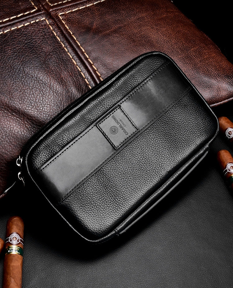 Black Leather Tobacco Pipe Rollup Bag, Pipe Pouch, The Pipe Smoker's Full Set Gift for Him