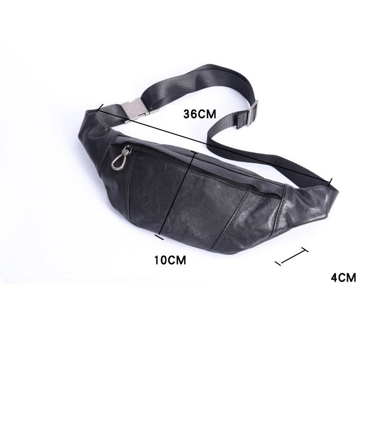 Black Leather Waist Bags Mens Slim Fanny Packs Hip Packs Sling Bags Sling Pack for Men