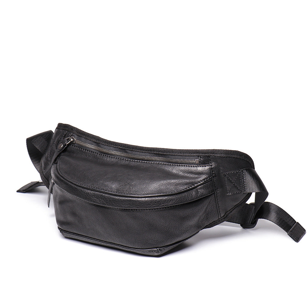 Leather Fanny Packs Black Mens Bum Bag Hip Bag Black Waist Bags For Men