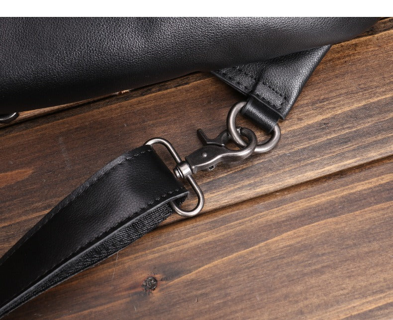 Black Mens Leather Sling Bag Sling Crossbody Pack Sling Travel Pack Sling Chest Bag For Men