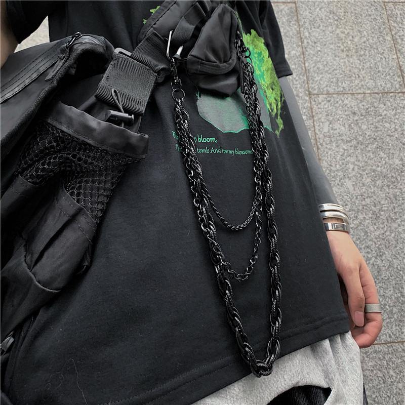 Black Metal WALLET CHAIN Triple LONG PANTS CHAIN Black Jeans Chain Jean ChainS FOR MEN