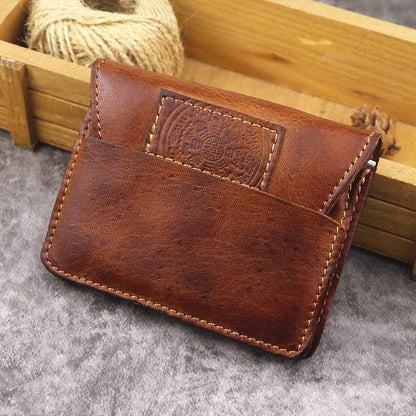 Brown Leather Men Card Holder Wallet Leather Card Holder Slim Wallet with Coin Pocket For Men