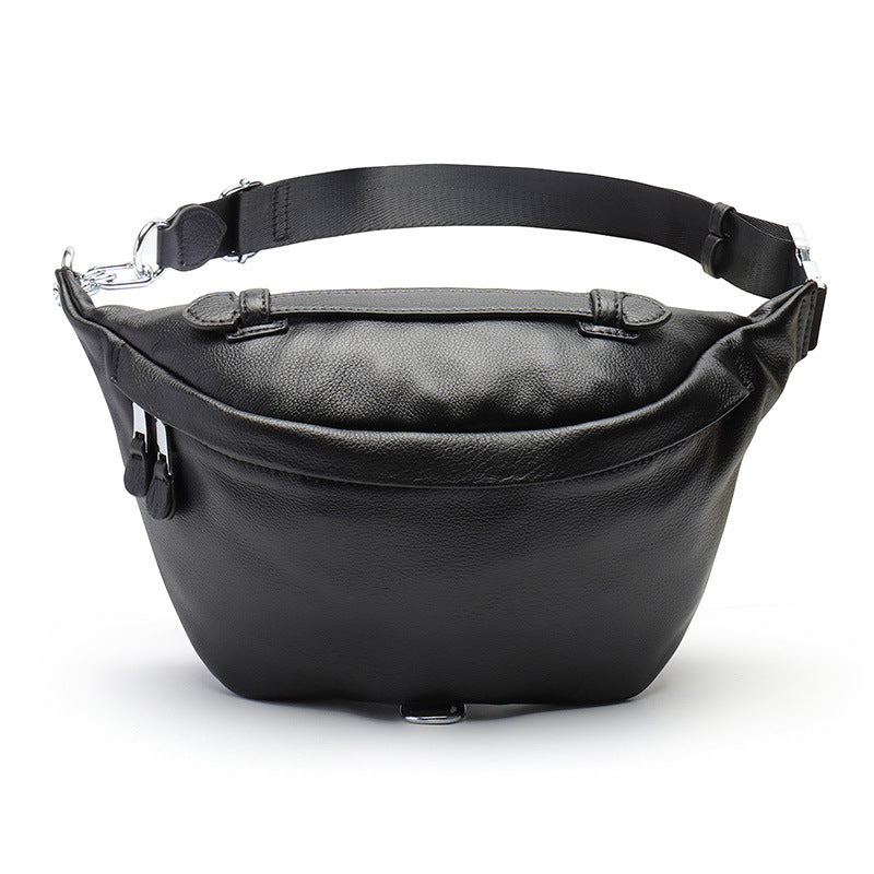 Black Mens Leather Fanny Pack Bum Bag Black Fanny Bag Black Waist Bags For Men