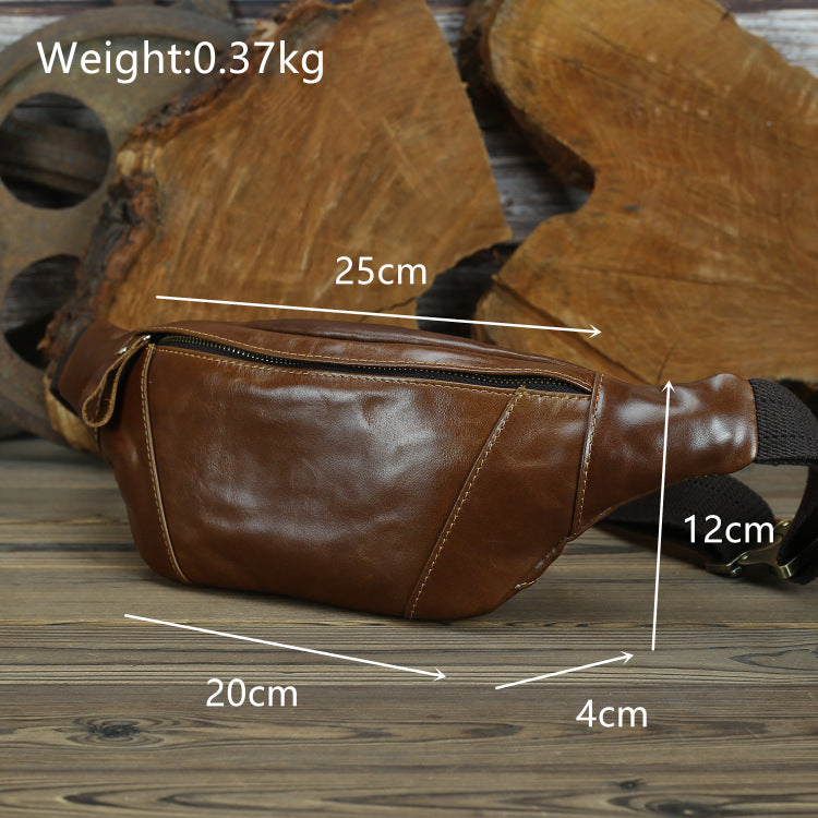 Coffee Mens Leather Waist Bag Bum Bag Vintage Fanny Pack for Men