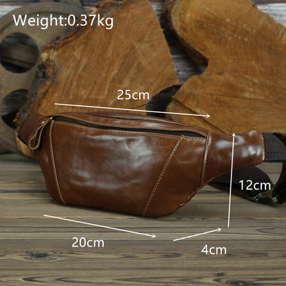 Coffee Mens Leather Waist Bag Bum Bag Vintage Fanny Pack for Men