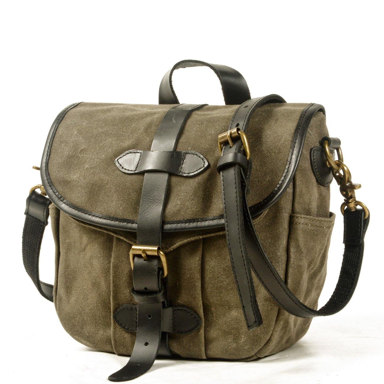 Green Waxed Canvas Mens Cycling Messenger Bags Green Canvas Bike Side Bag For Men