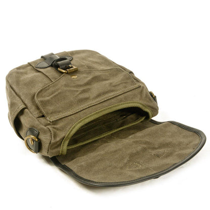 Khaki Waxed Canvas Mens Cycling Messenger Bags Khaki Canvas Bike Side Bag For Men