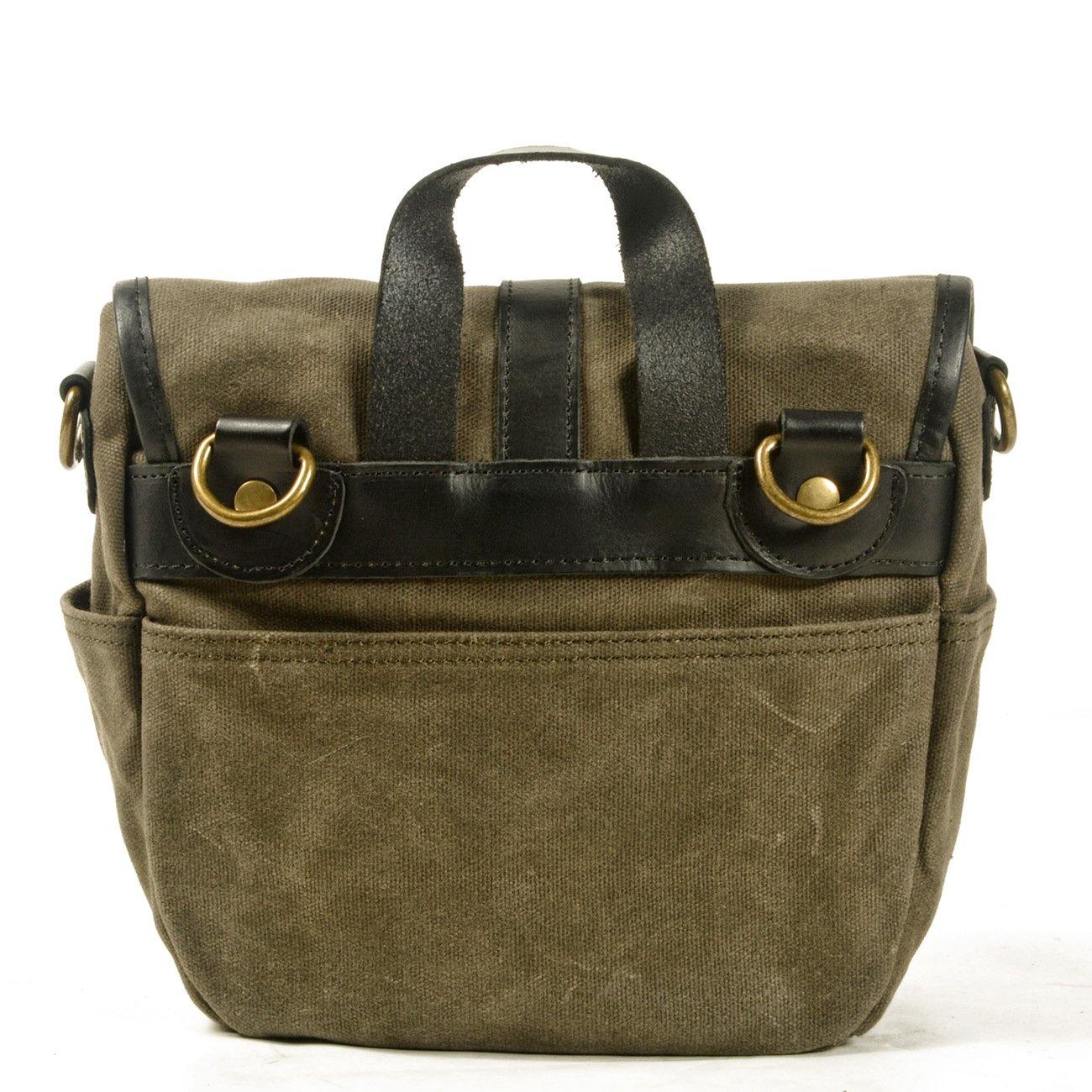 Green Waxed Canvas Mens Cycling Messenger Bags Green Canvas Bike Side Bag For Men