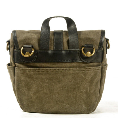 Khaki Waxed Canvas Mens Cycling Messenger Bags Khaki Canvas Bike Side Bag For Men