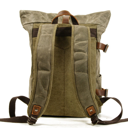 Black Waxed Canvas Travel Backpack Canvas Mens Laptop Rollup Backpack Hiking Backpack For Men