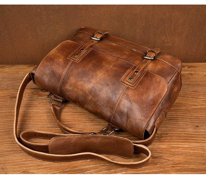 Brown Leather Mens 13 inches Briefcase Laptop Postman Bag Black Side Bag Courier Bag for Men