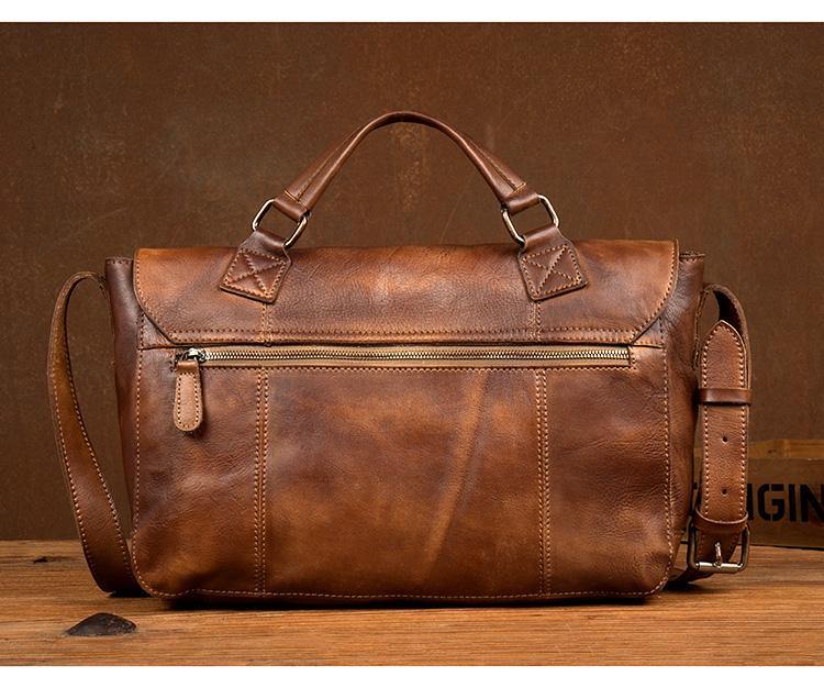 Brown Leather Mens 13 inches Briefcase Laptop Postman Bag Black Side Bag Courier Bag for Men