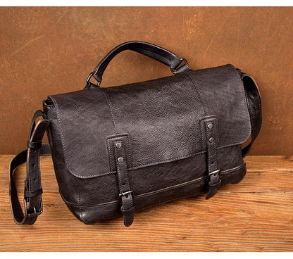 Brown Leather Mens 13 inches Briefcase Laptop Postman Bag Black Side Bag Courier Bag for Men