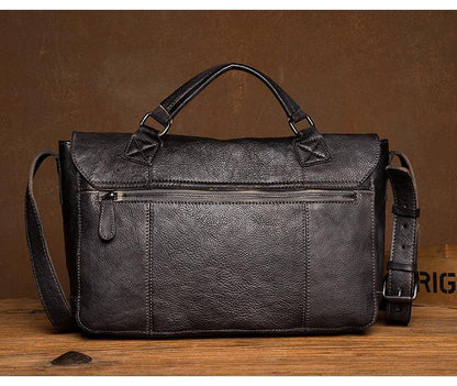 Brown Leather Mens 13 inches Briefcase Laptop Postman Bag Black Side Bag Courier Bag for Men