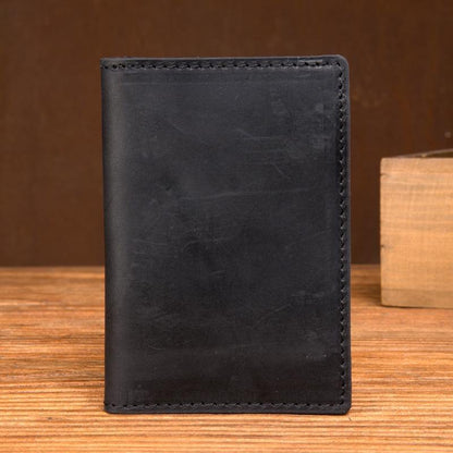 Black Cool Leather Mens Brown Driver's License Wallet Card Wallet Bifold Thin Card Holder For Men