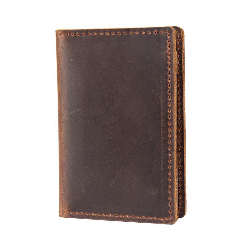 Black Cool Leather Mens Brown Driver's License Wallet Card Wallet Bifold Thin Card Holder For Men