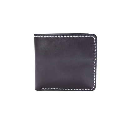 Black Handmade Leather Mens billfold Wallet Bifold Black Front Pocket Wallet Small Wallet For Men