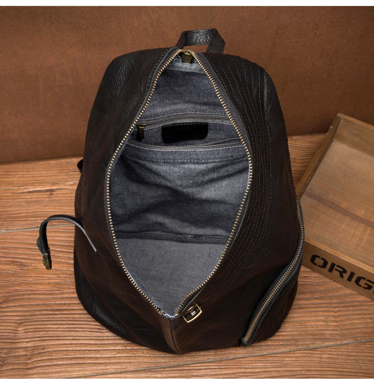 Cool Black Leather Mens Sling Bags Crossbody Pack Black Backpack Sling Pack Chest Bags for men