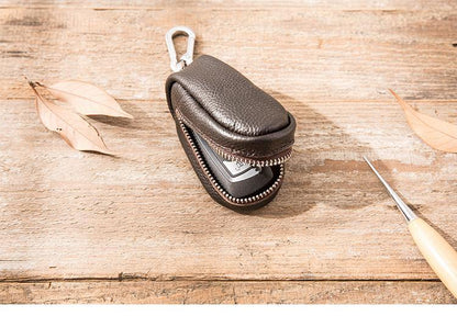 Black Leather Mens Small Car Key Wallets Brown Key Holder Car Key Pouch For Men