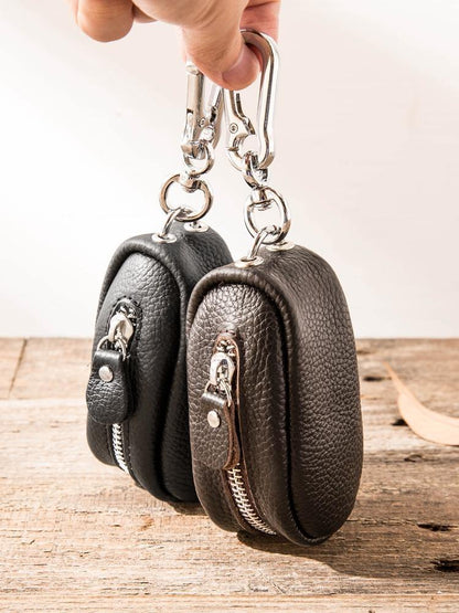 Black Leather Mens Small Car Key Wallets Brown Key Holder Car Key Pouch For Men