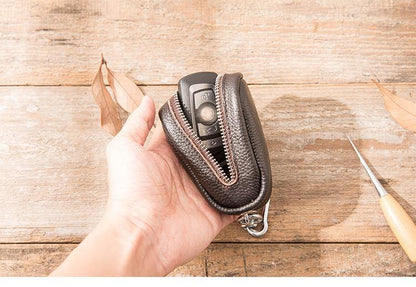 Black Leather Mens Small Car Key Wallets Brown Key Holder Car Key Pouch For Men